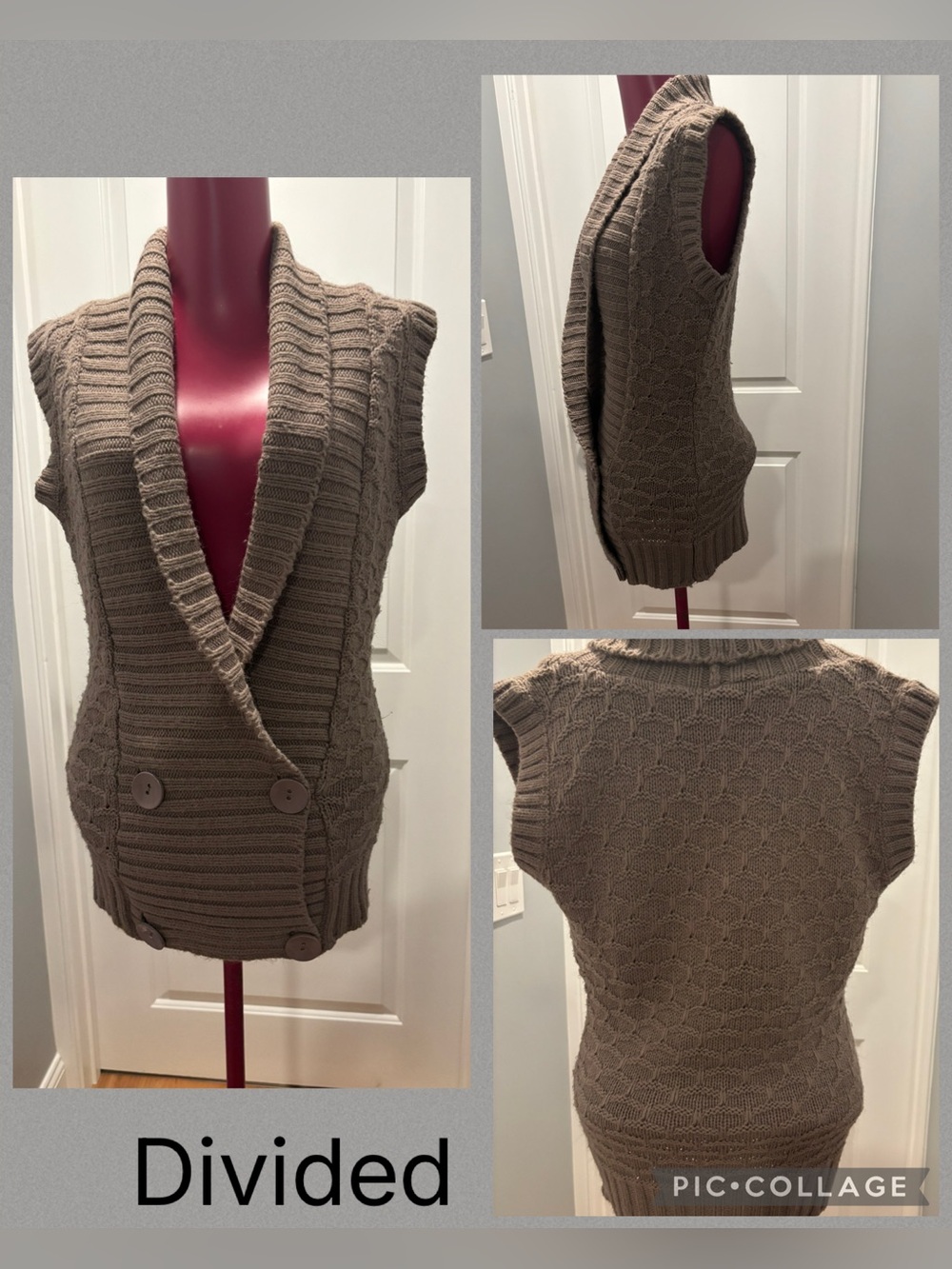 Divided Women's Brown Knit Cardigan Vest